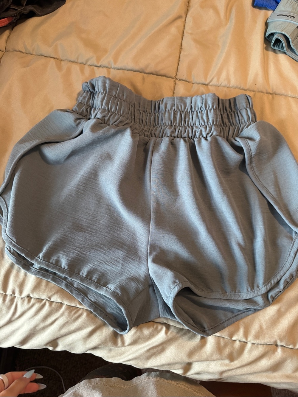 Women's Dusty Blue Elastic Waist Active Shorts